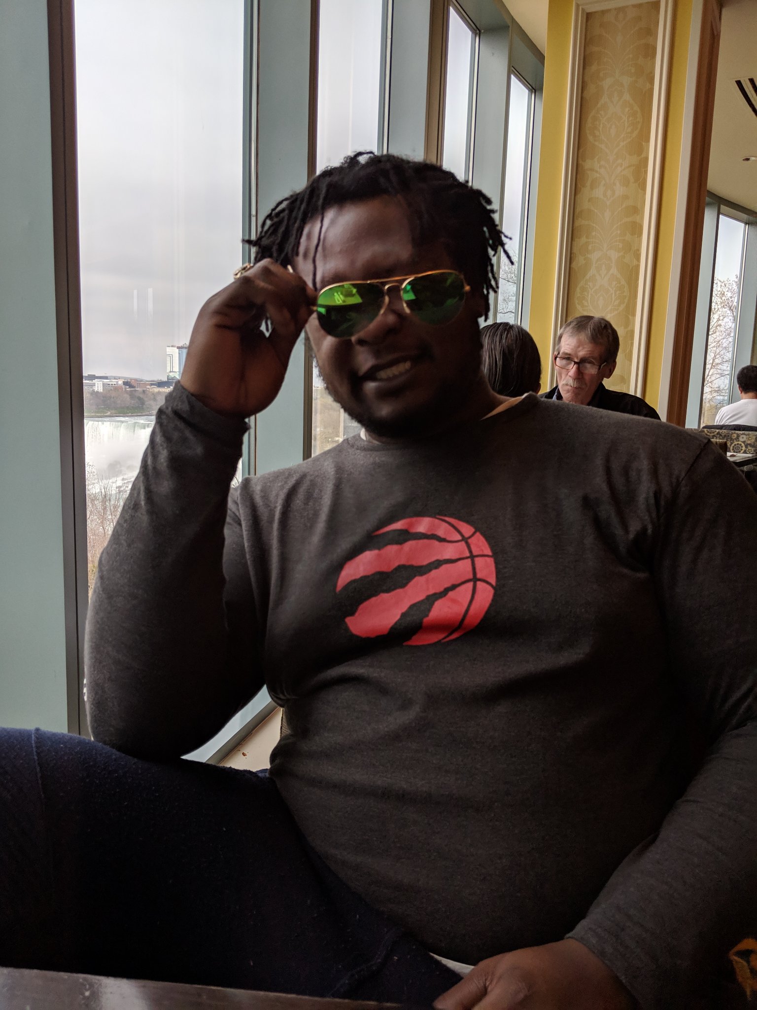 Trav in a Raptors shirt at the casino